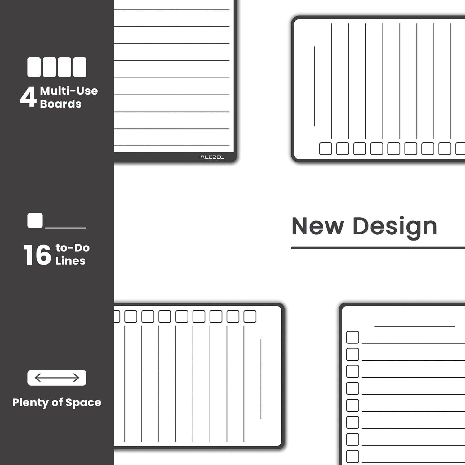Pizarras Magnéticas Borrables ALEZEL - Set de 4 Pizarras 10.9x22.9cm