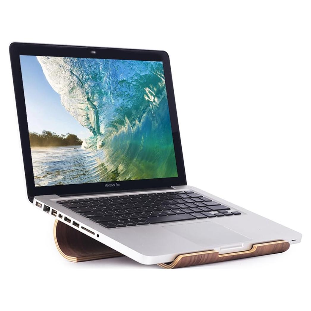 Soporte Elevado de Madera SAMDI para Laptop y Tablet - Nuez Negra