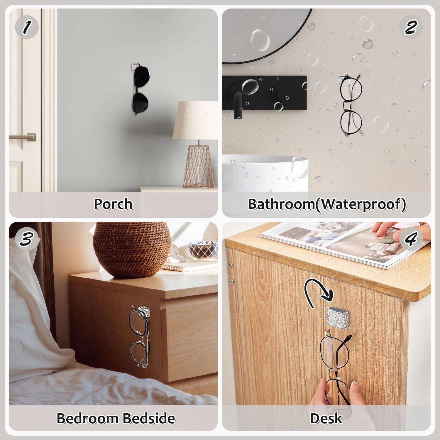 Soporte de Gafas Brillantes ToBeQueen - 4 Piezas, Blanco