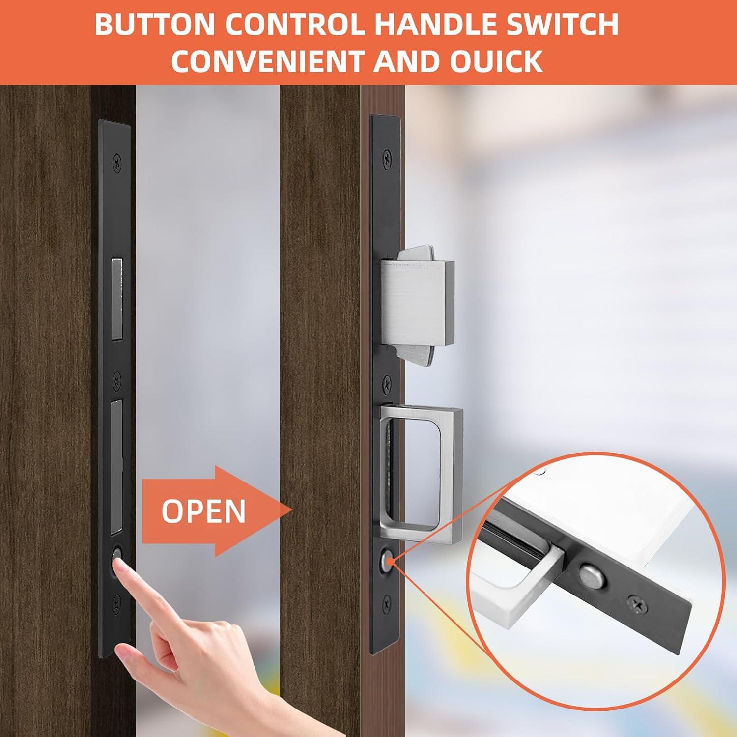 Cerradura de Puerta Deslizante Tyothimm Sin Llave Zinc Negro