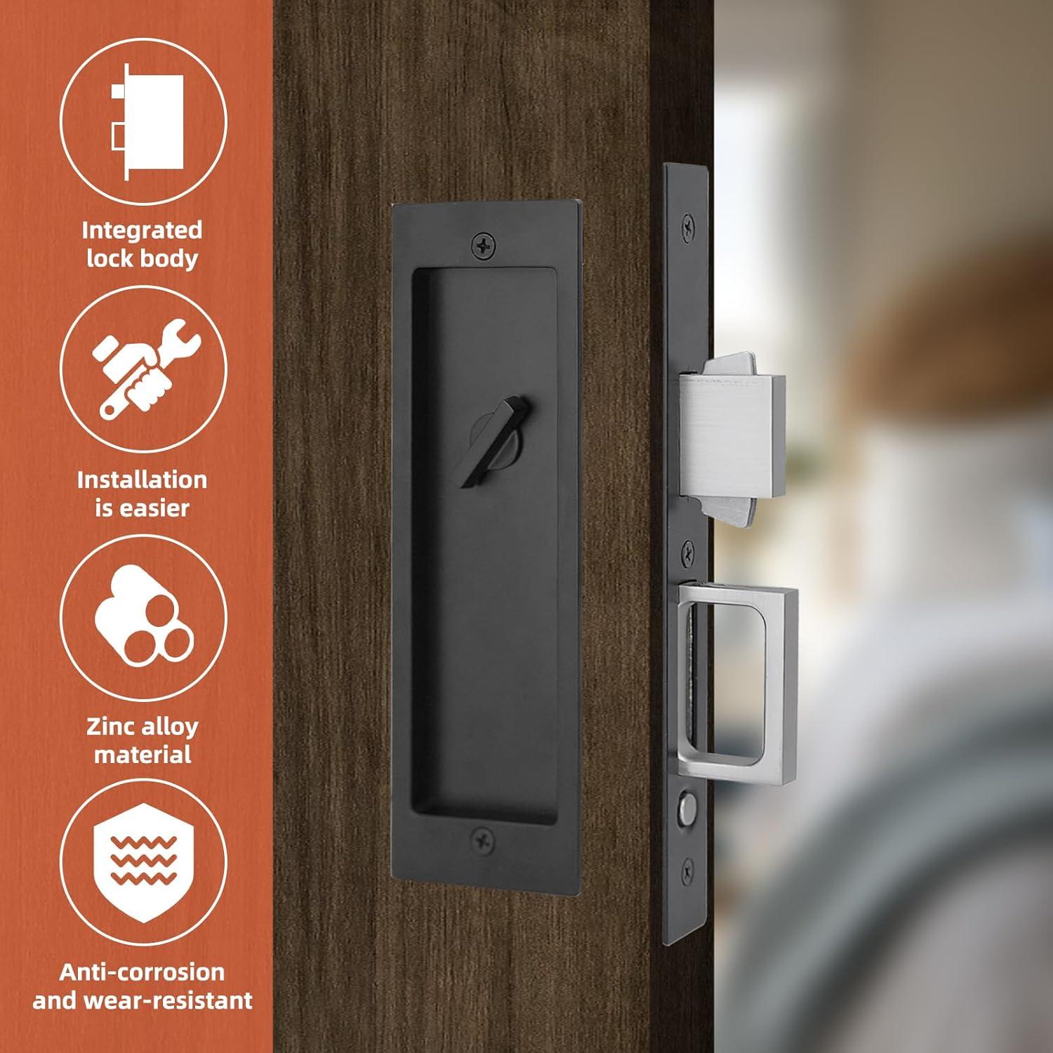 Cerradura de Puerta Deslizante Tyothimm Sin Llave Zinc Negro