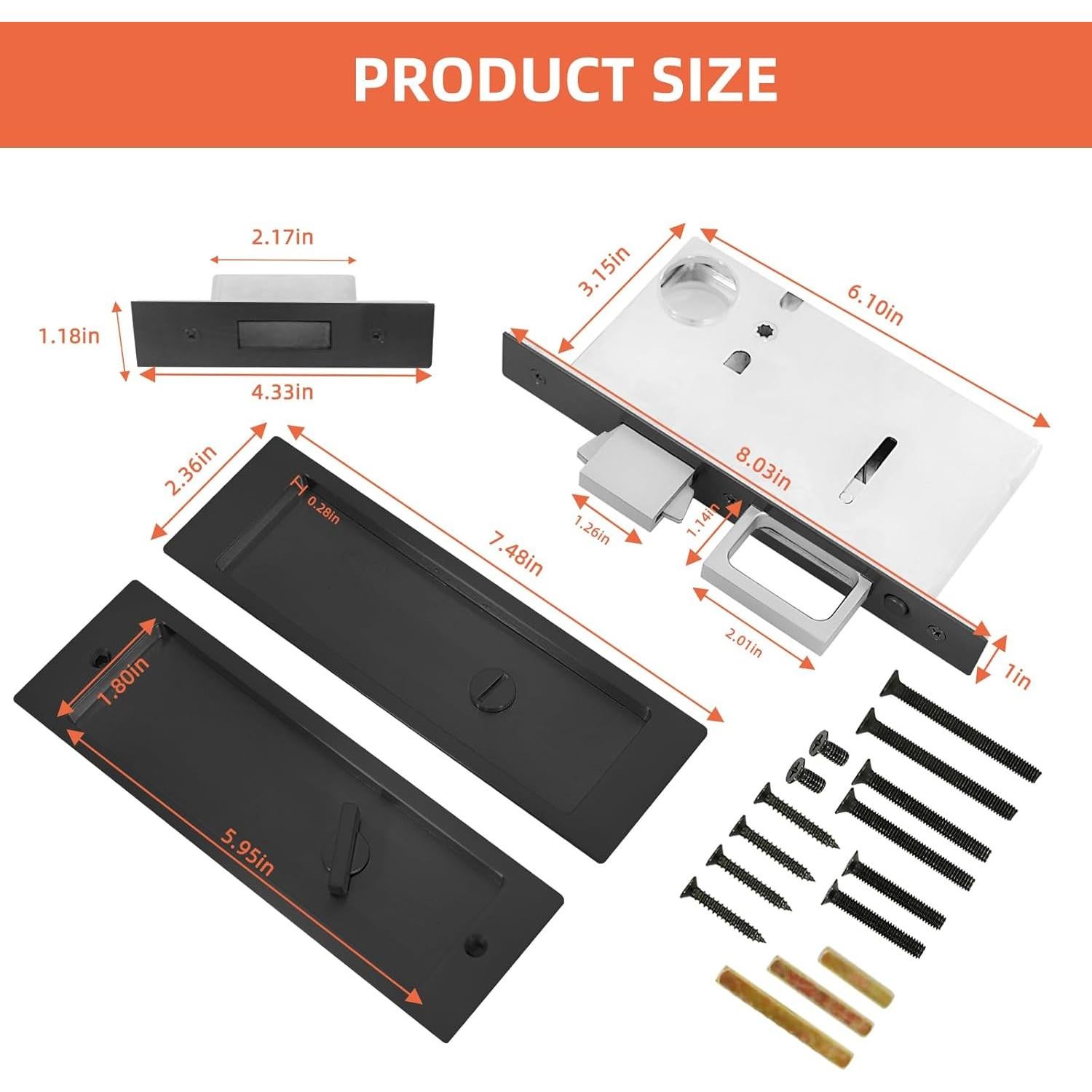 Cerradura de Puerta Deslizante Tyothimm Sin Llave Zinc Negro