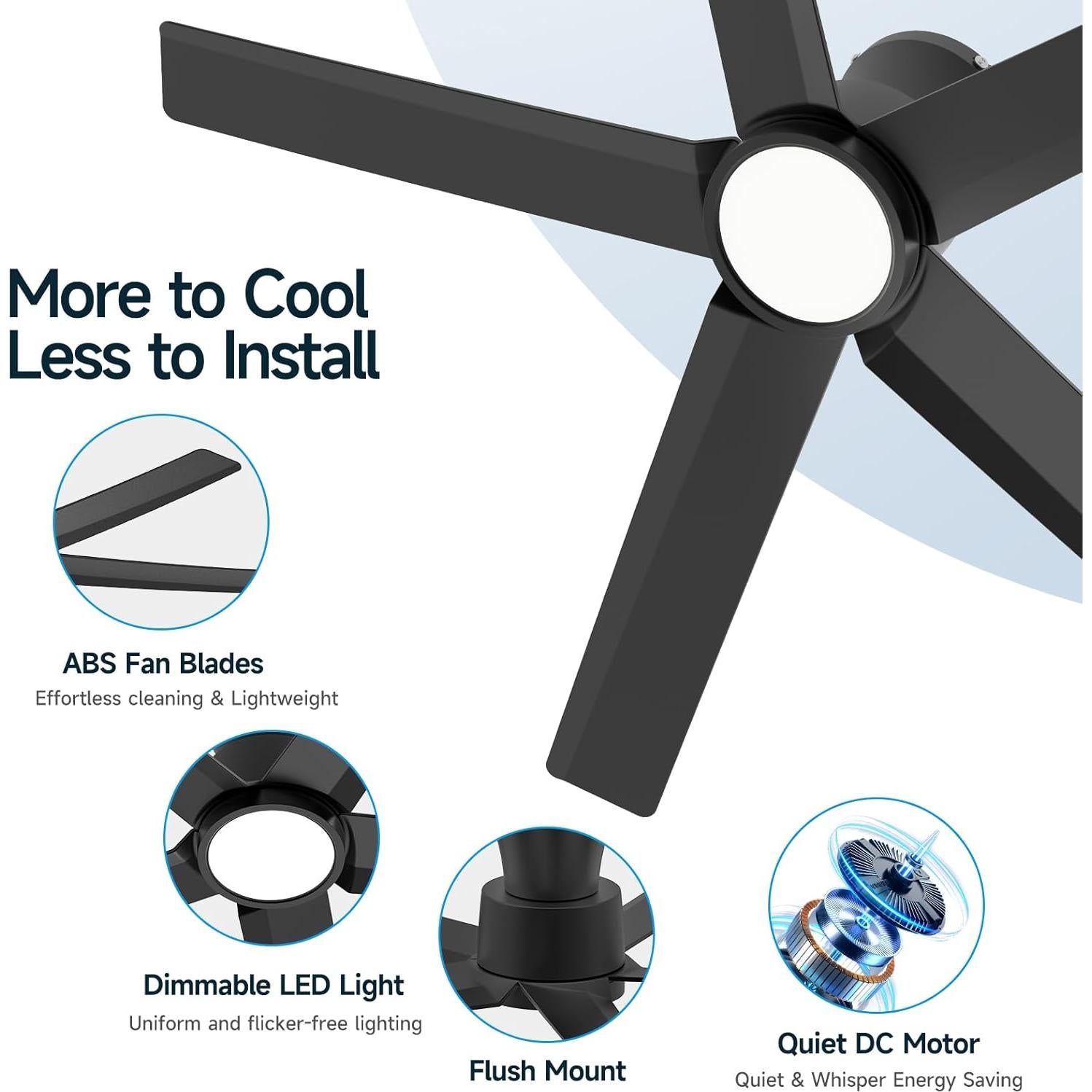 Ventilador de Techo Ocioc 44" LED Control Remoto Motor DC Silencioso