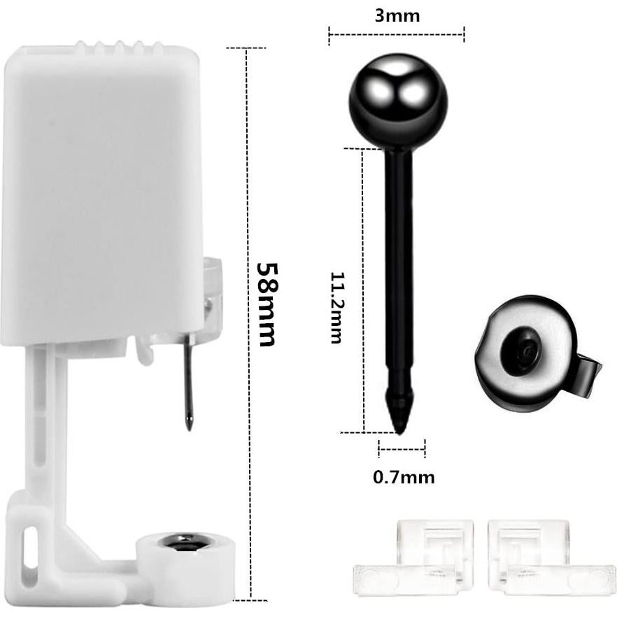 Kit de perforación de orejas psaakon con aretes 3mm - 3 colores