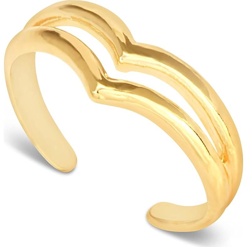 Anillo Ajustable de Dedo Chevron Dorado MIYA Joyería - Plata 925