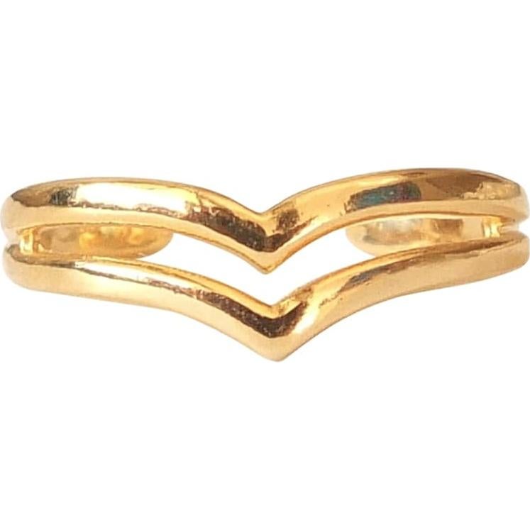 Anillo Ajustable de Dedo Chevron Dorado MIYA Joyería - Plata 925