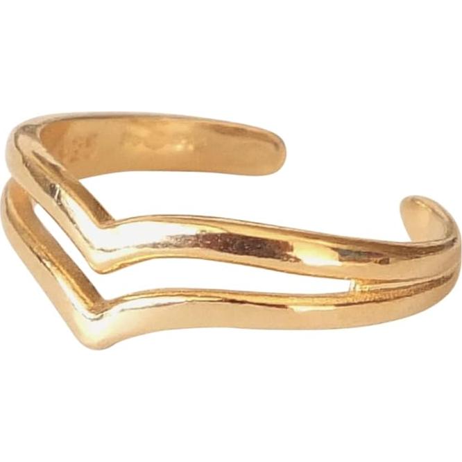 Anillo Ajustable de Dedo Chevron Dorado MIYA Joyería - Plata 925