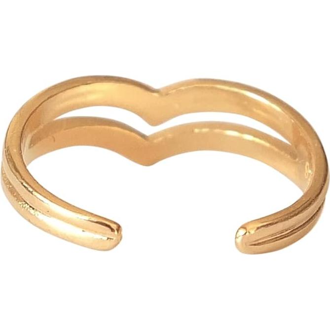 Anillo Ajustable de Dedo Chevron Dorado MIYA Joyería - Plata 925