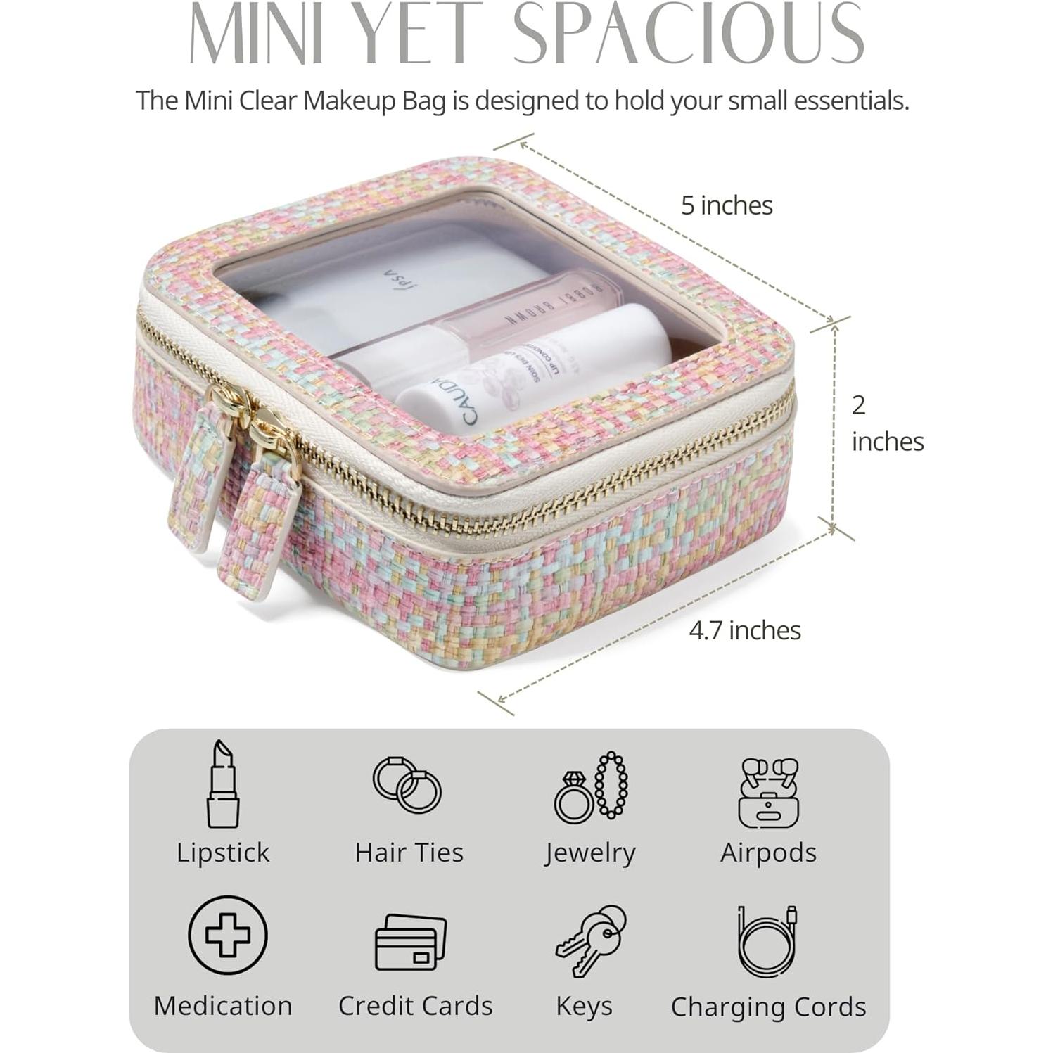 Bolsa Cosmética Pequeña Popvibe Transparente Impermeable 12.7x12x5cm