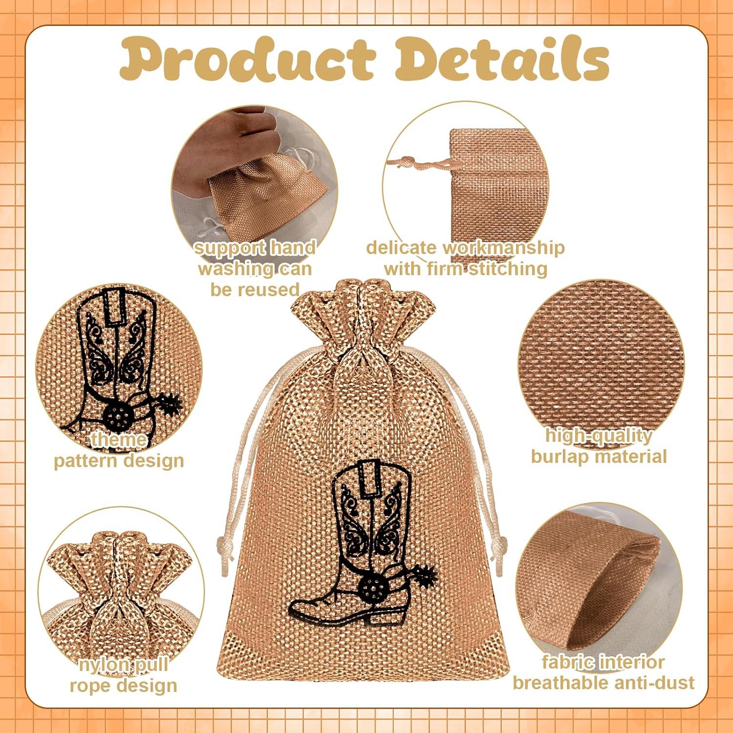 50 Bolsas de Regalo de Arpillera Cowboy Yoloodayy 15x10 cm