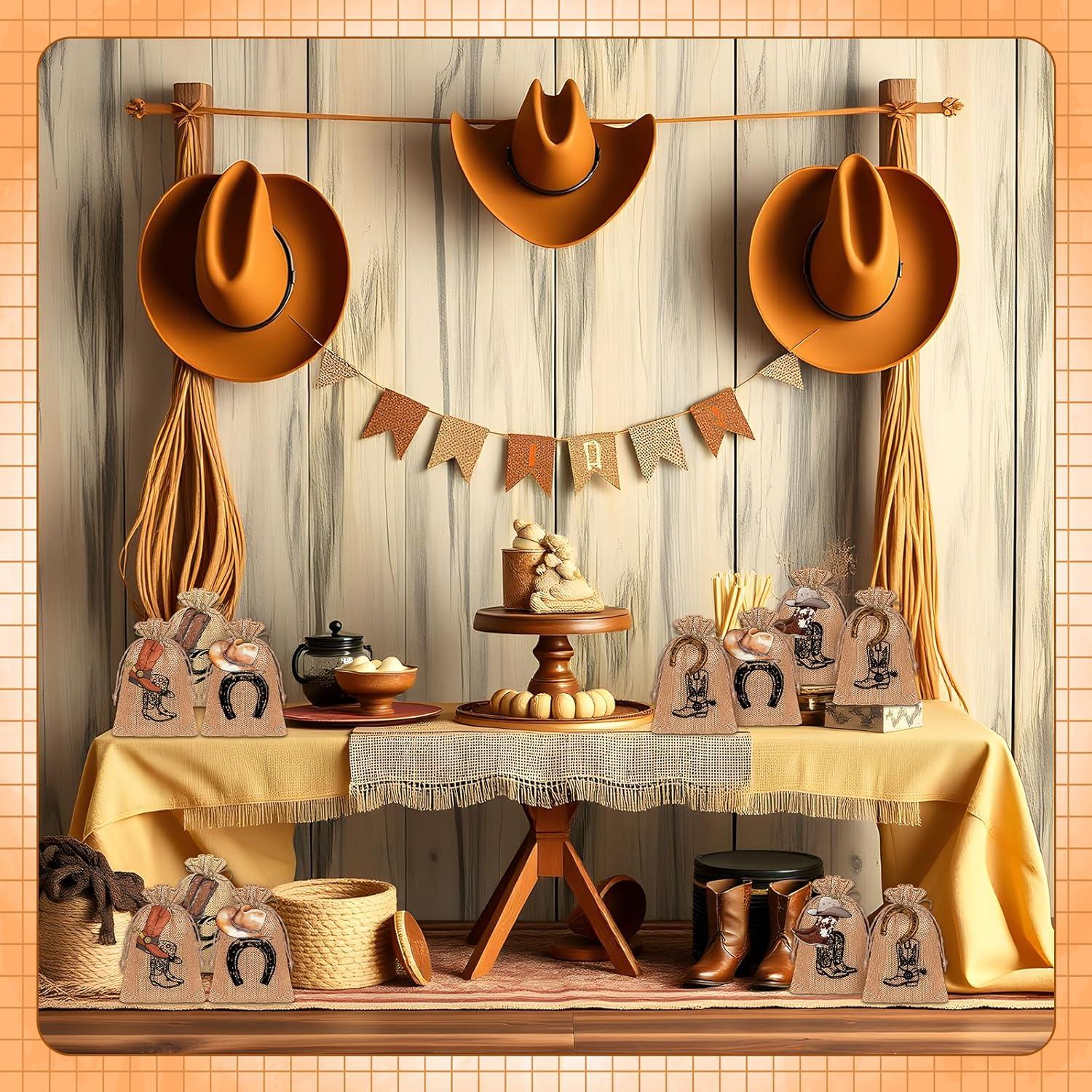 50 Bolsas de Regalo de Arpillera Cowboy Yoloodayy 15x10 cm