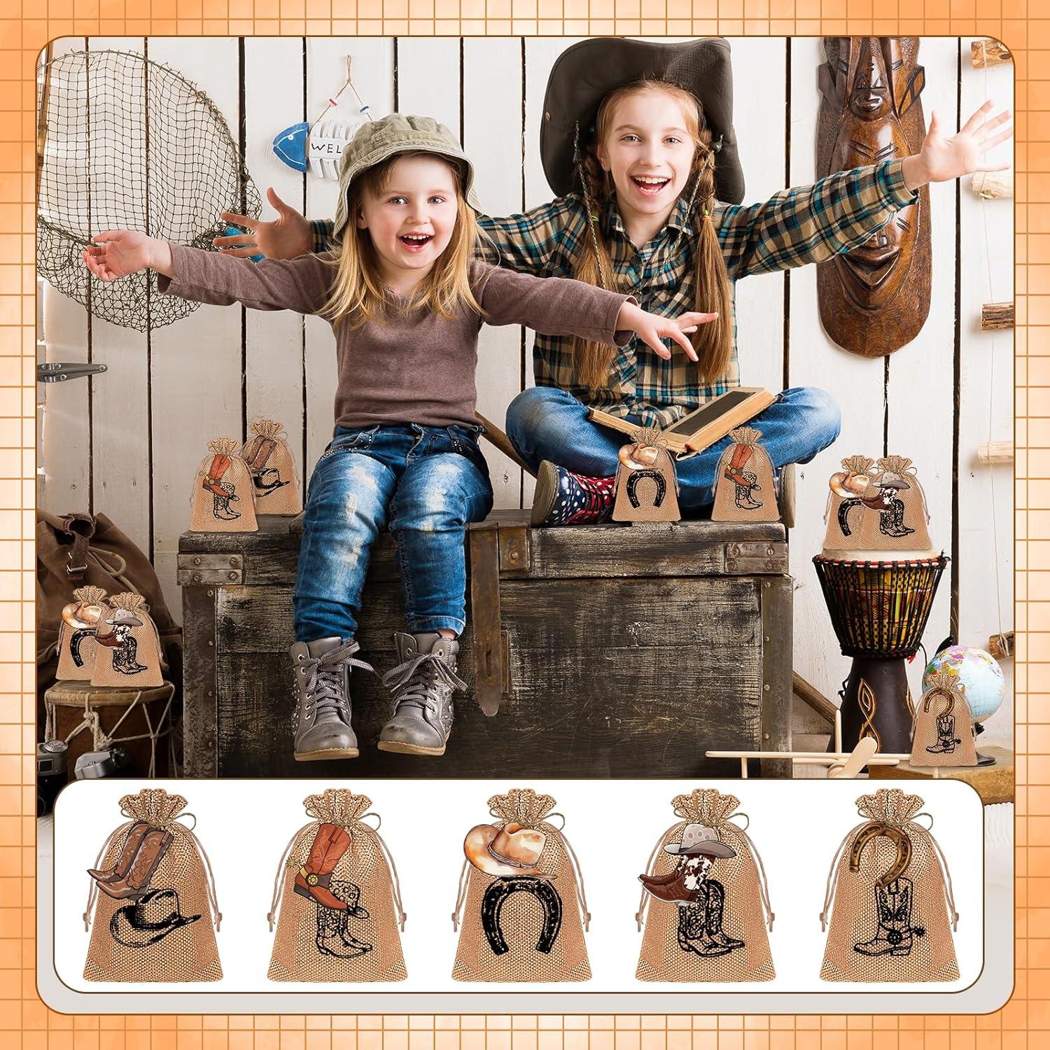 50 Bolsas de Regalo de Arpillera Cowboy Yoloodayy 15x10 cm