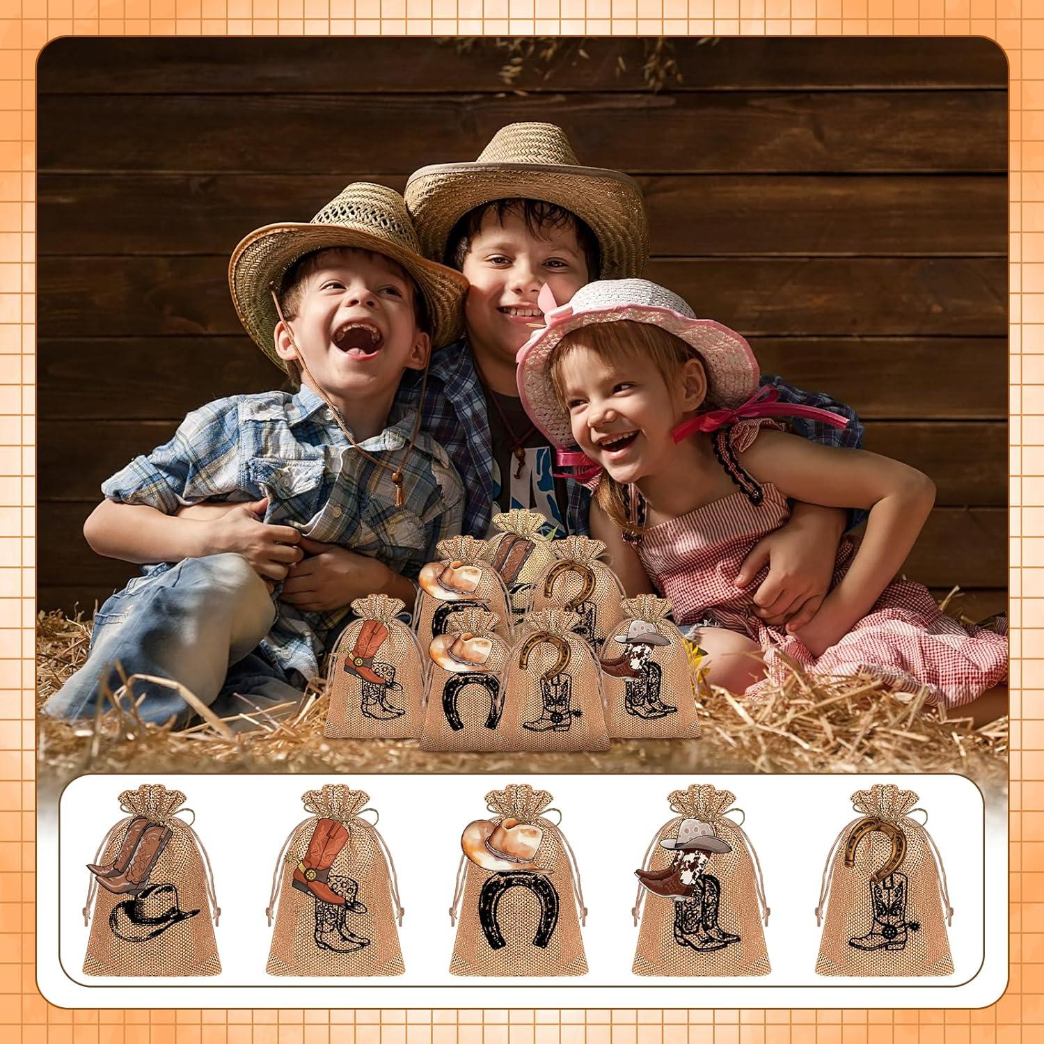 50 Bolsas de Regalo de Arpillera Cowboy Yoloodayy 15x10 cm