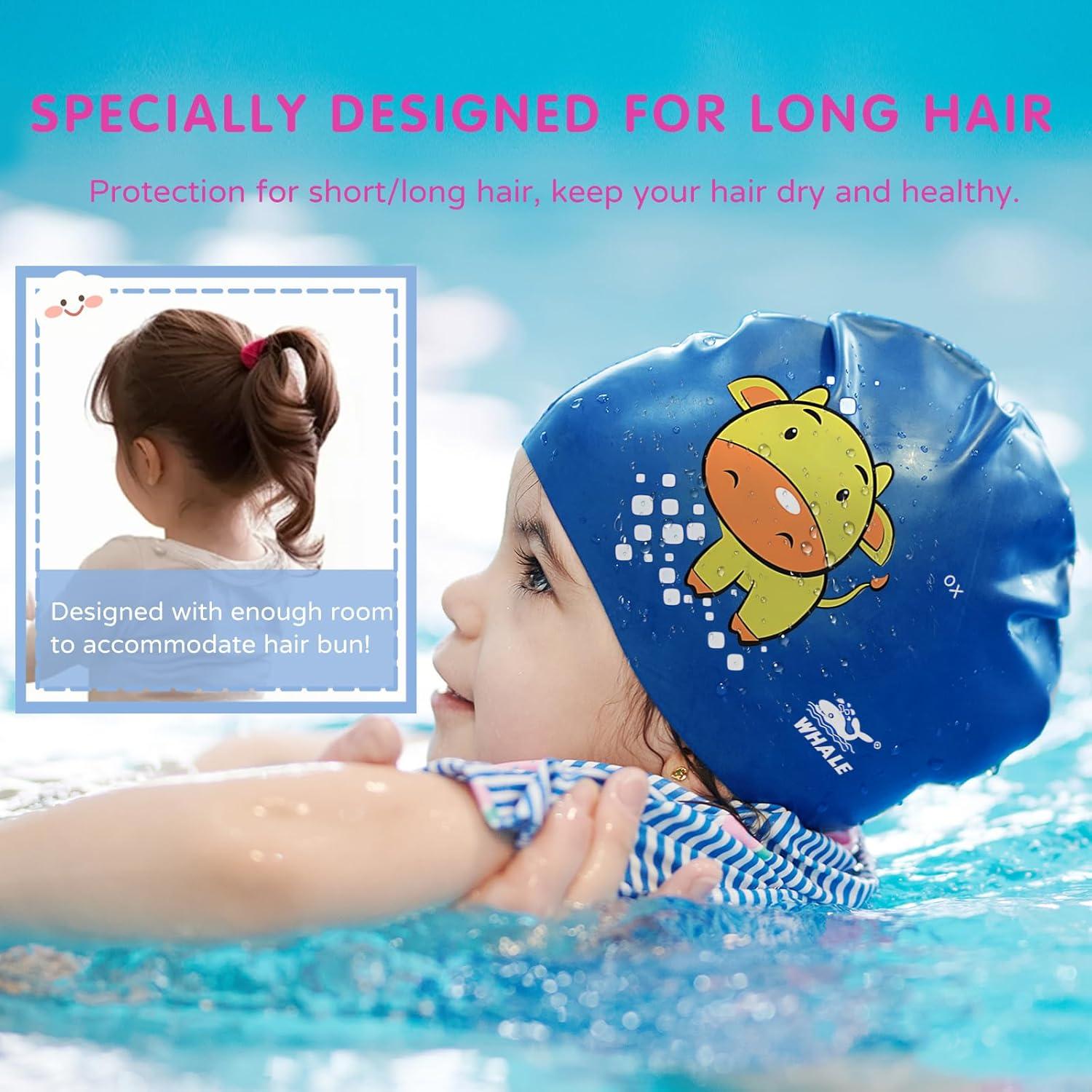 Gorro de natación Ballena para niños 3-9 años estampado azul