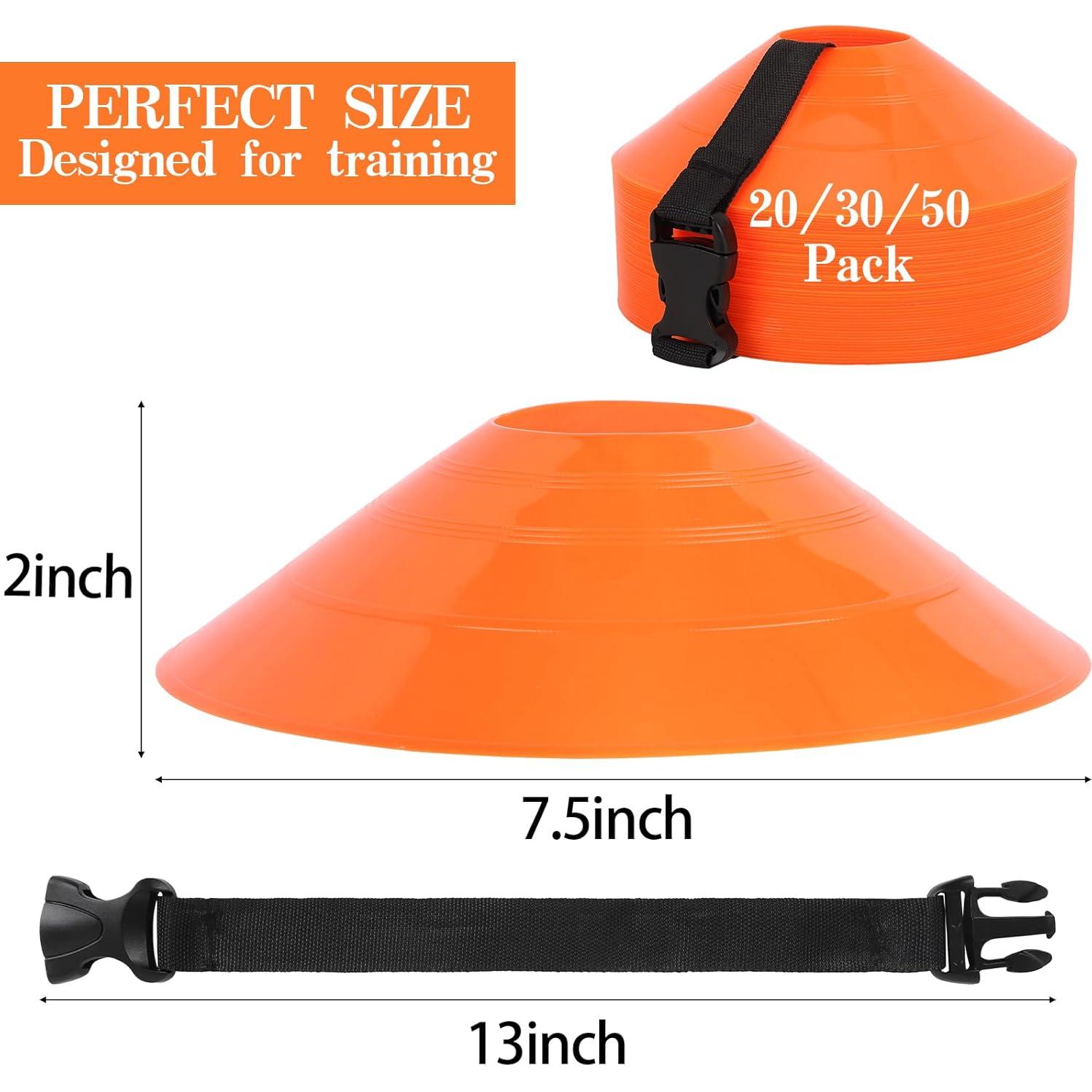 Conos de Fútbol ZICRO 50 Unidades con Bolsa y Correa