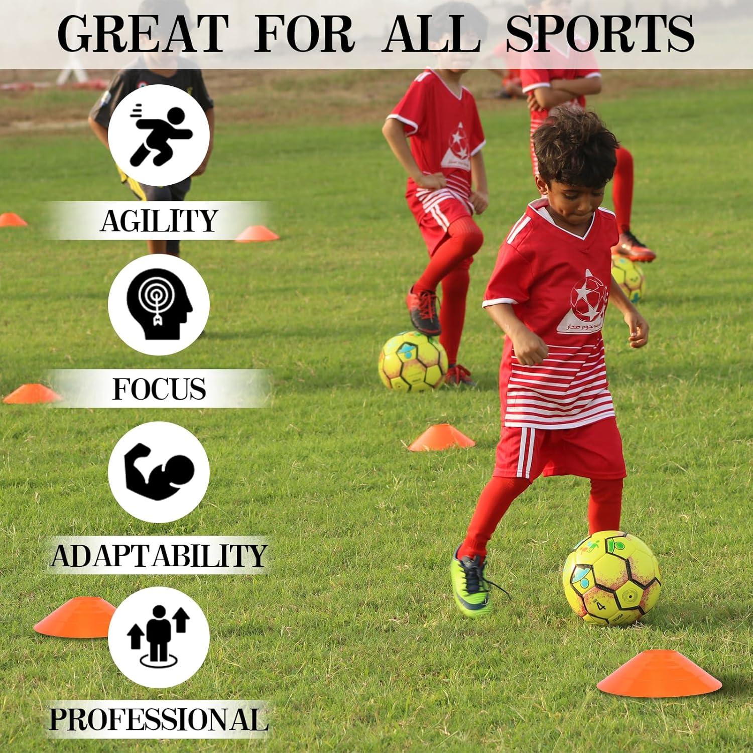 Conos de Fútbol ZICRO 50 Unidades con Bolsa y Correa