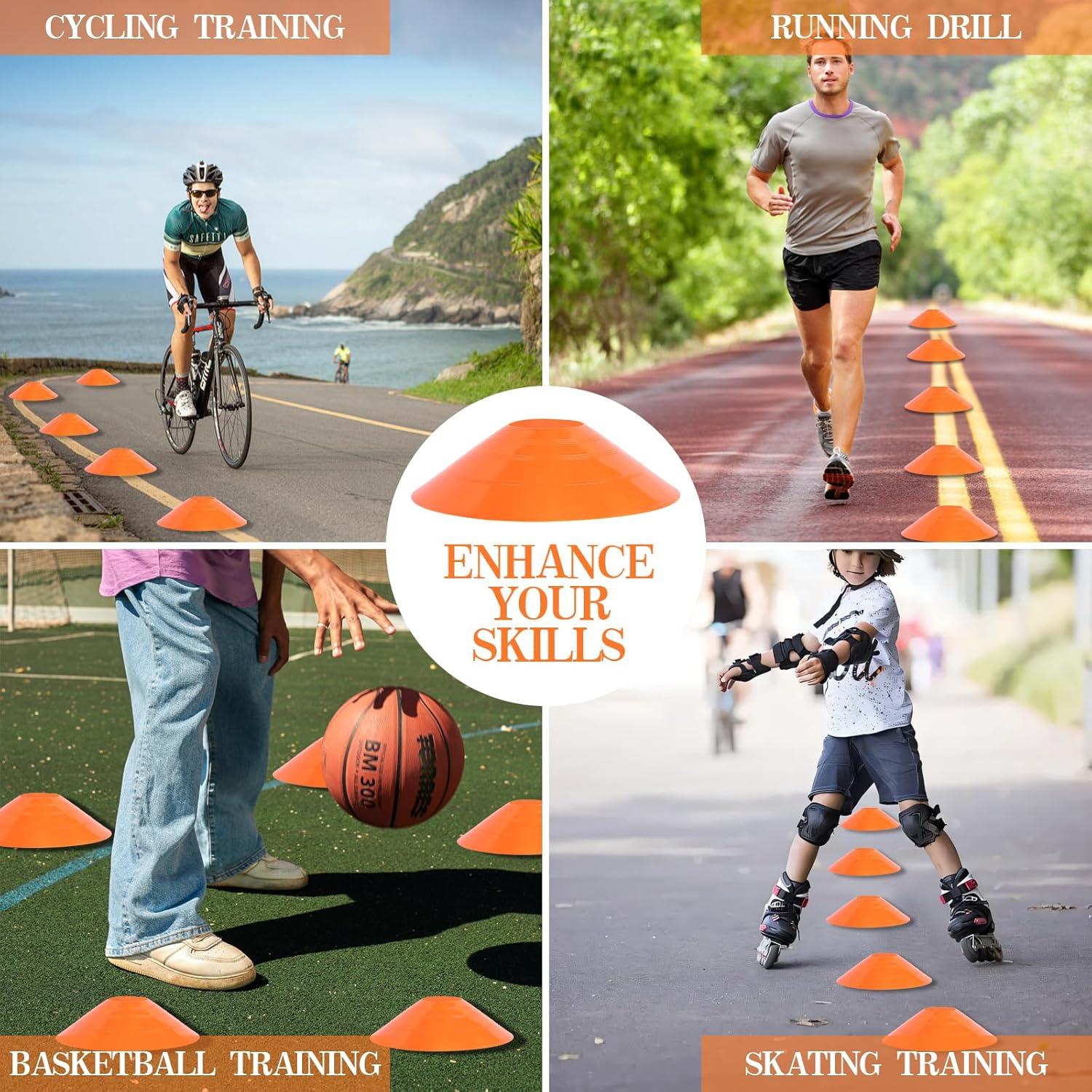 Conos de Fútbol ZICRO 50 Unidades con Bolsa y Correa