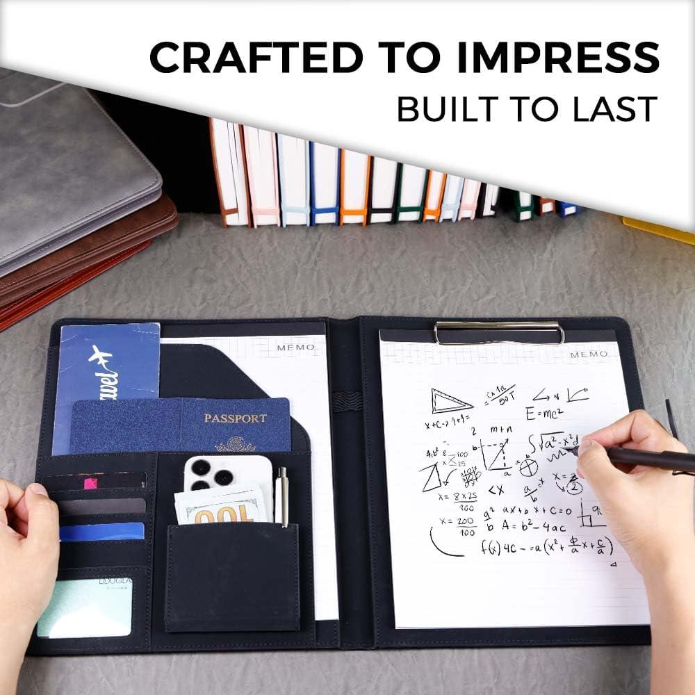 Carpeta Portafolio Sbrinnaliao de Cuero PU Negro con Clipboard A4