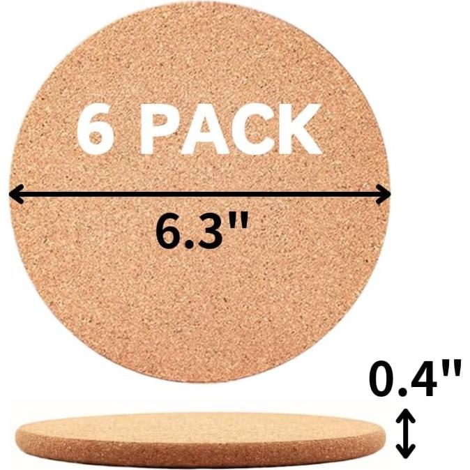 Salvamanteles de corcho ROLUXENTIA 6 piezas 16 cm resistentes al calor