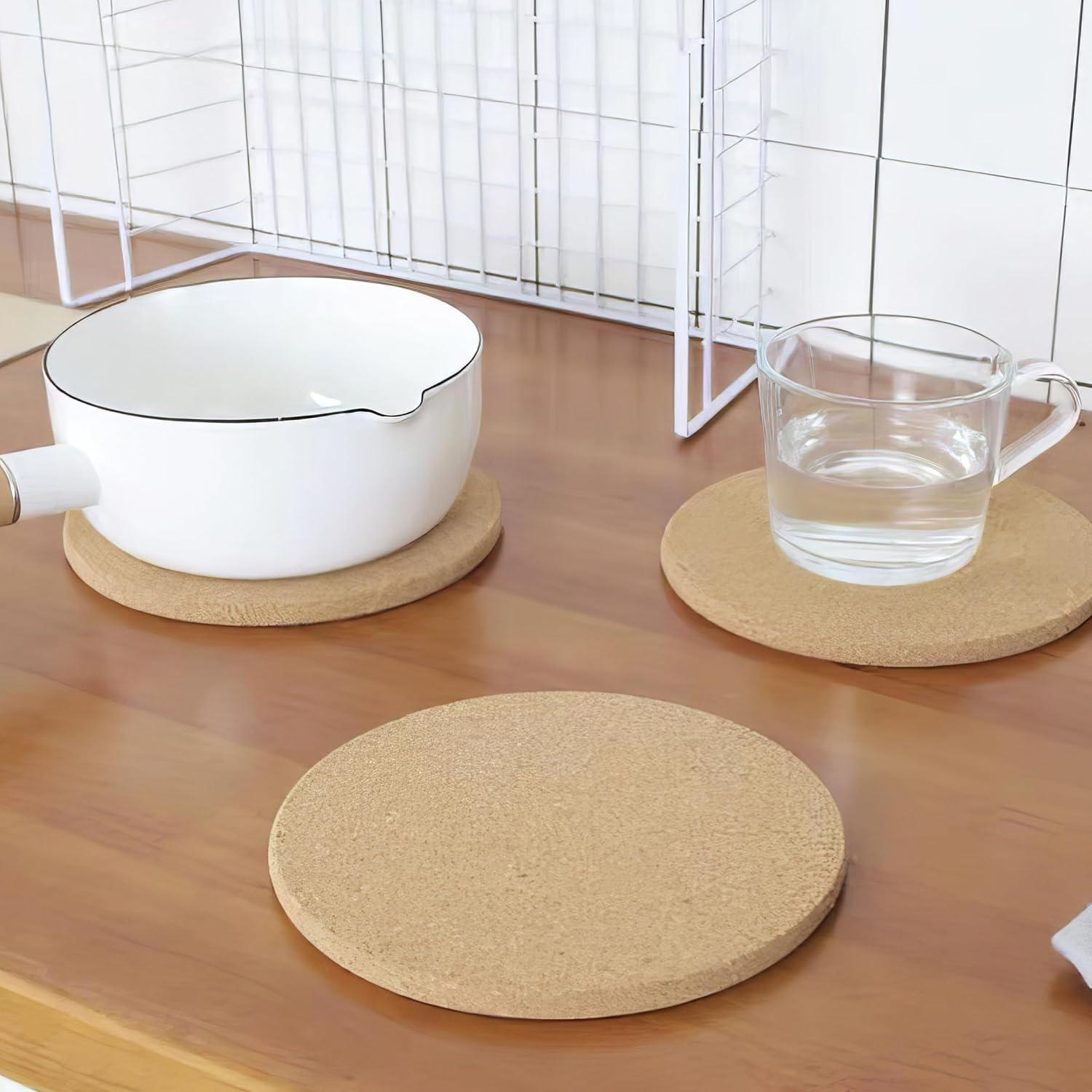 Salvamanteles de corcho ROLUXENTIA 6 piezas 16 cm resistentes al calor