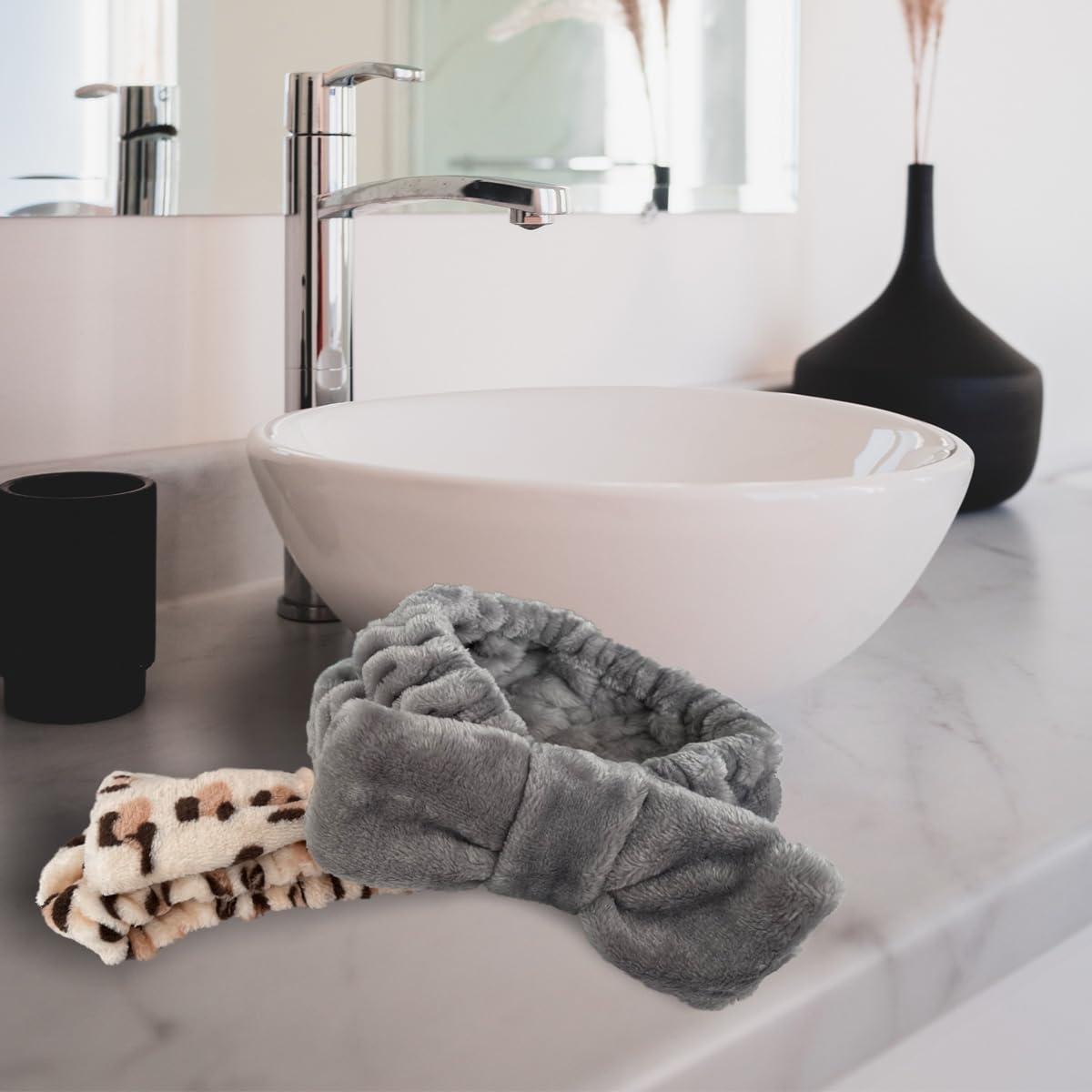 Paquete de 2 diademas de spa de terciopelo coral con lazo