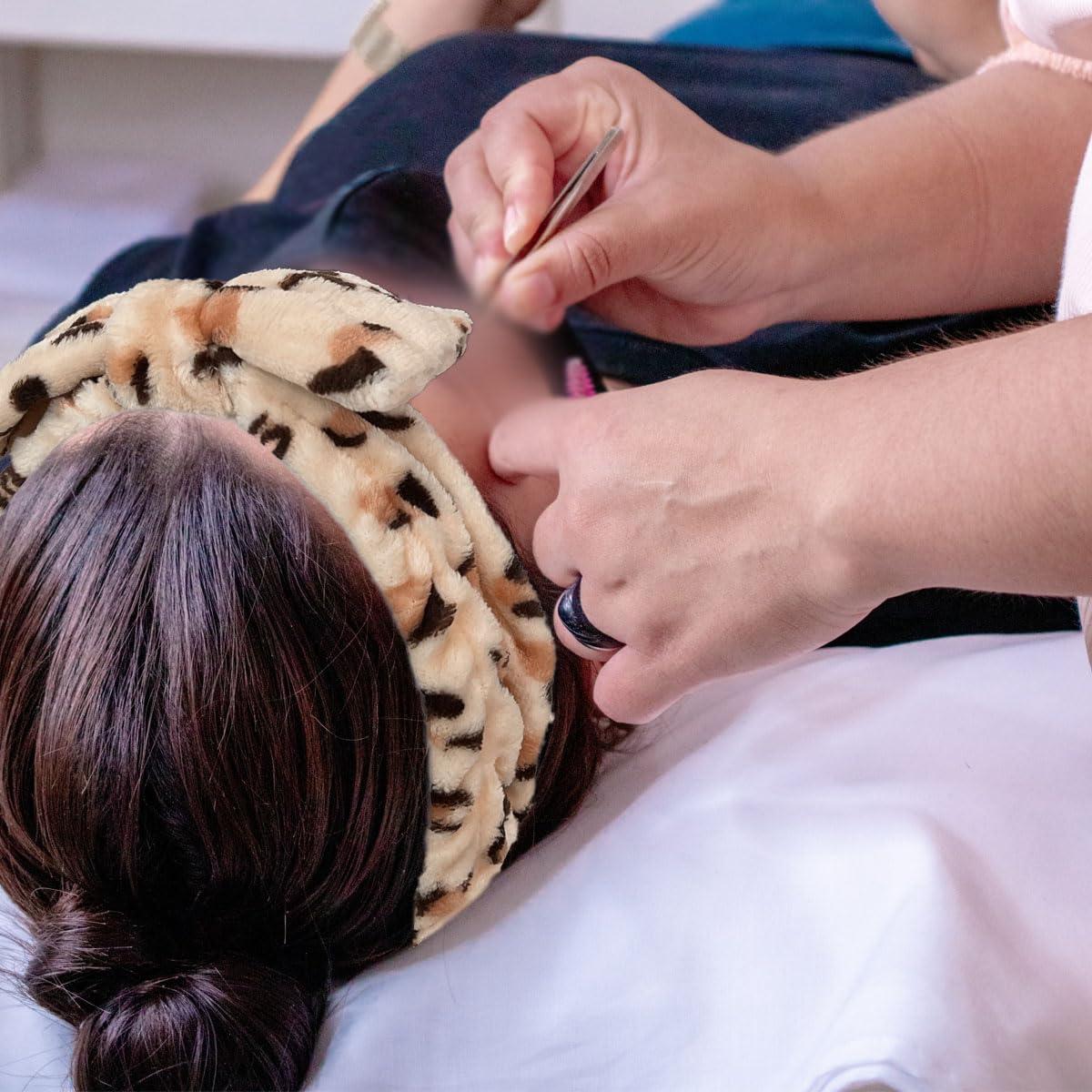 Paquete de 2 diademas de spa de terciopelo coral con lazo