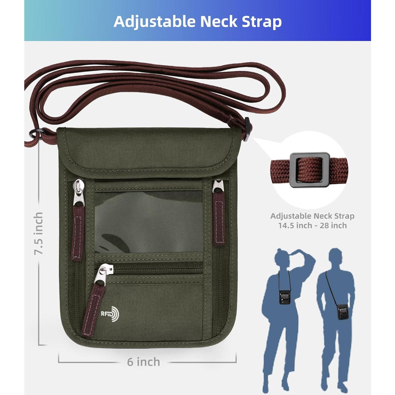 Portafolios de Pasaporte WALNEW Verde Militar con Bloqueo RFID