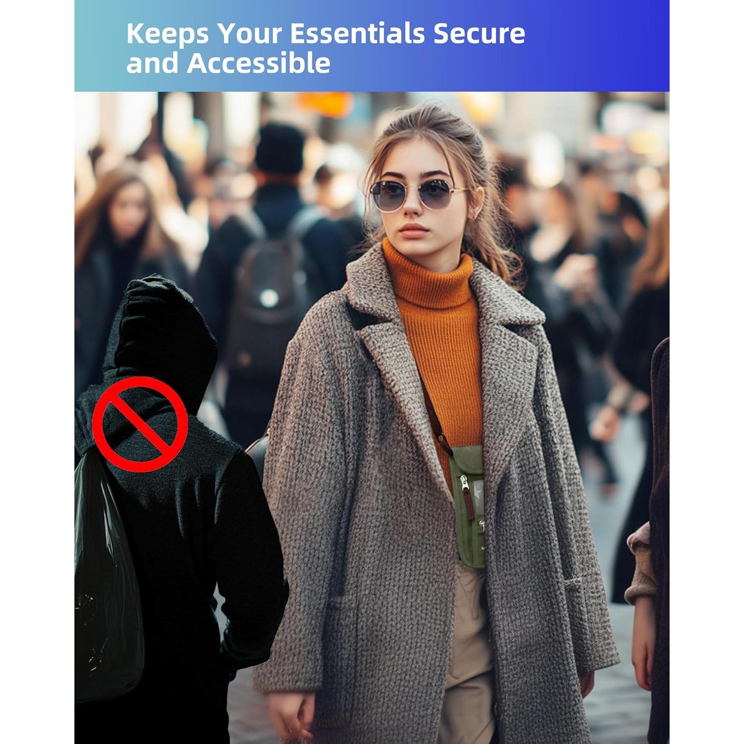 Portafolios de Pasaporte WALNEW Verde Militar con Bloqueo RFID
