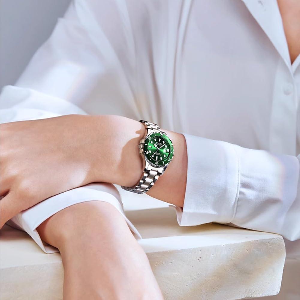 Reloj de Vestir para Mujeres BINBOND Acero Inoxidable Verde