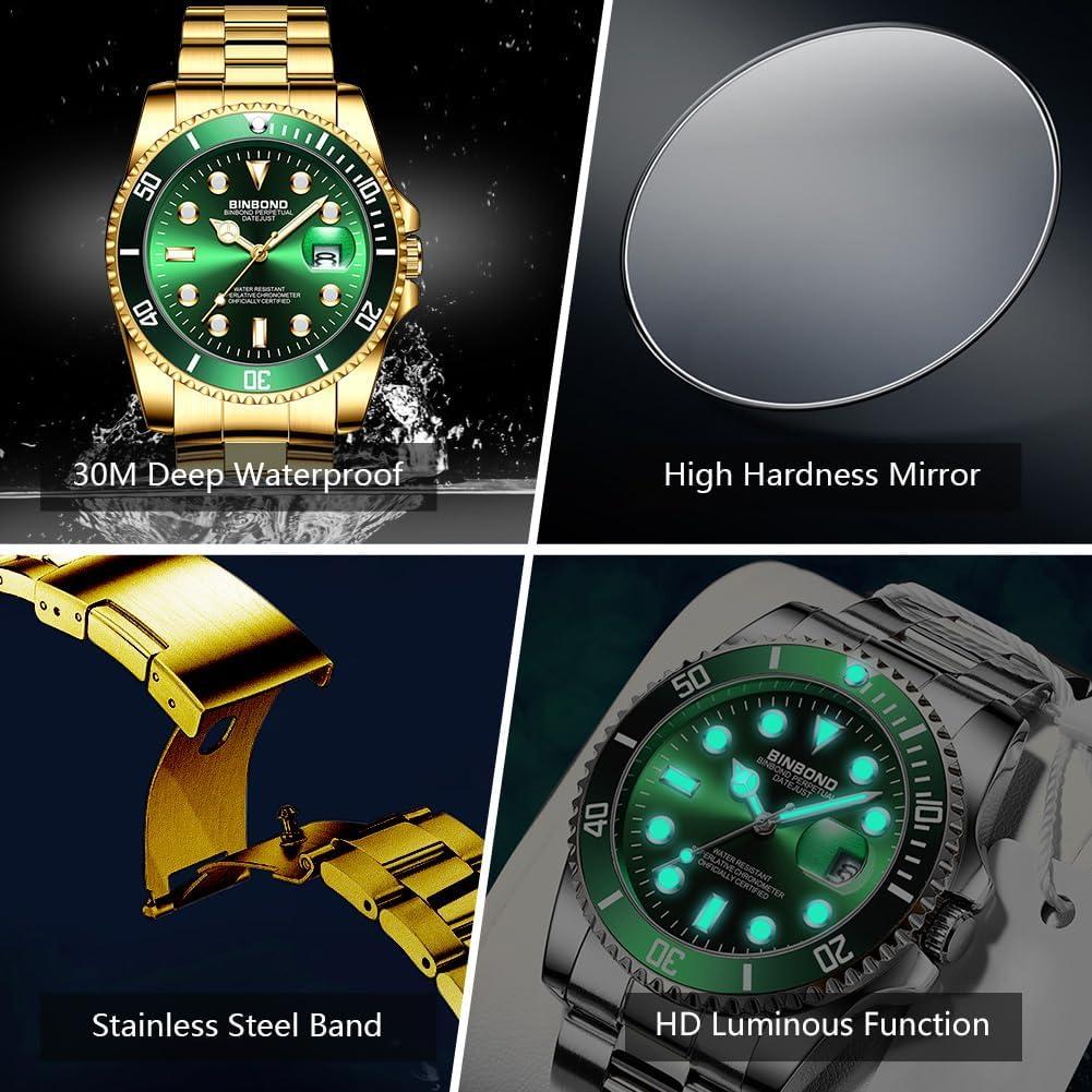 Reloj de Vestir para Mujeres BINBOND Acero Inoxidable Verde