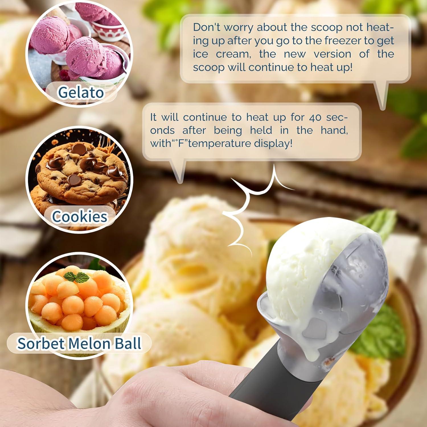 Cuchara de Helado Calentada Recargable LED 70°C Negra