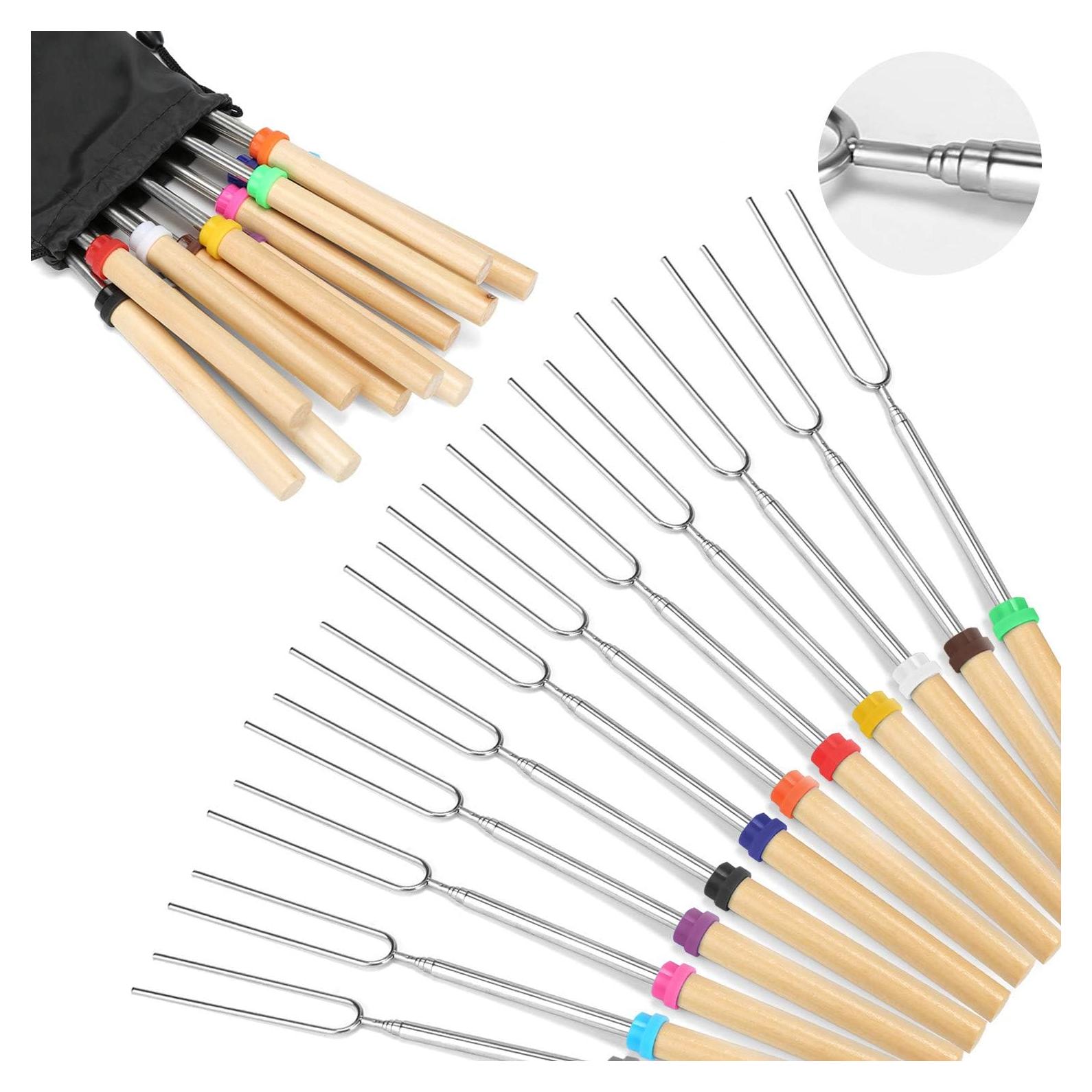 Juego de 12 Palos Telescópicos para Asar Malvaviscos Hadoife