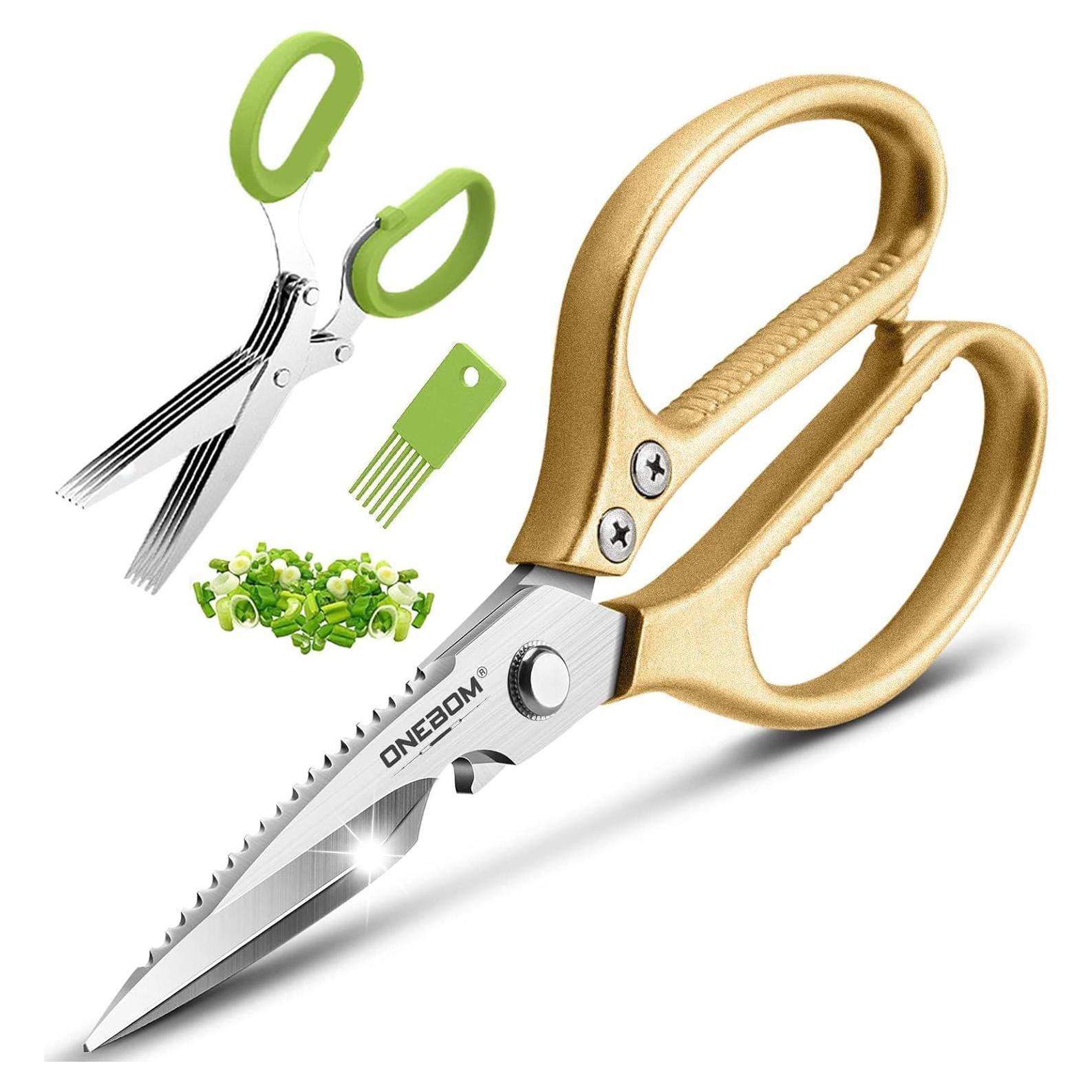 Tijeras de Cocina Multifuncionales OneBom - Acero Inoxidable Dorado