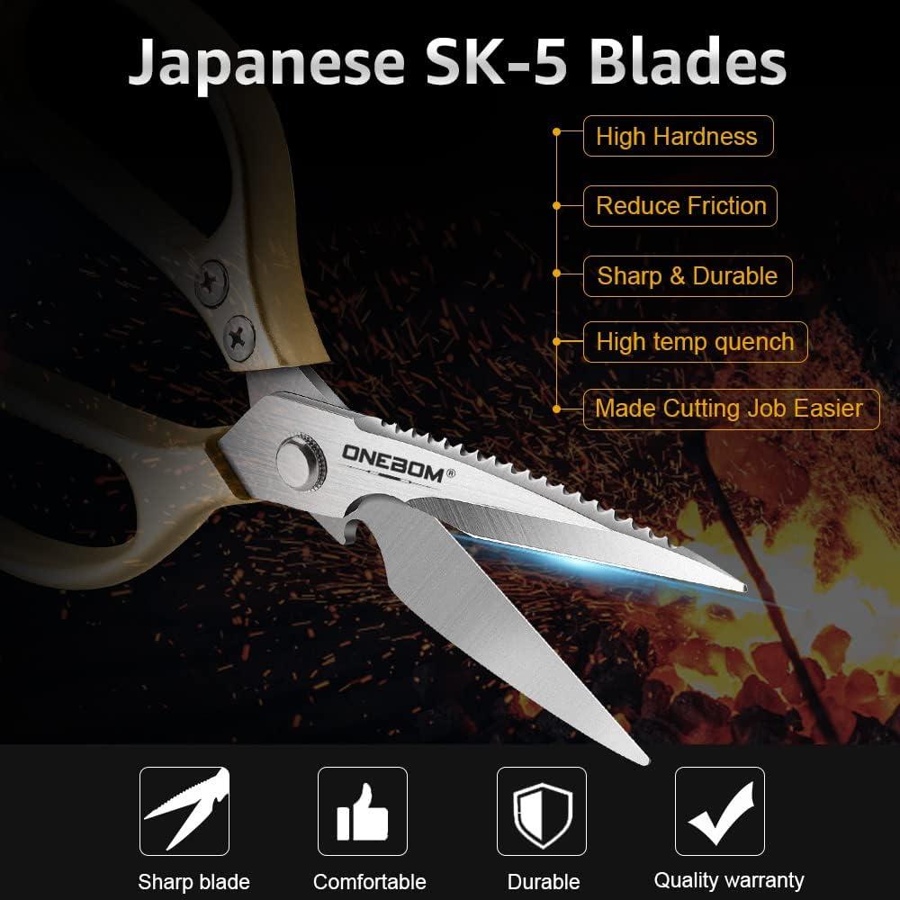 Tijeras de Cocina Multifuncionales OneBom - Acero Inoxidable Dorado