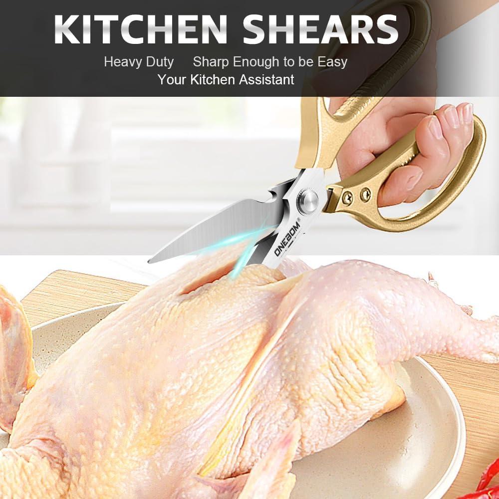 Tijeras de Cocina Multifuncionales OneBom - Acero Inoxidable Dorado