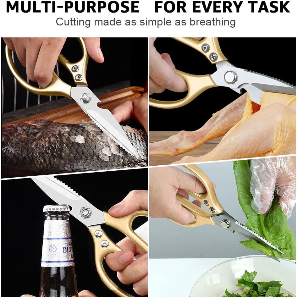 Tijeras de Cocina Multifuncionales OneBom - Acero Inoxidable Dorado