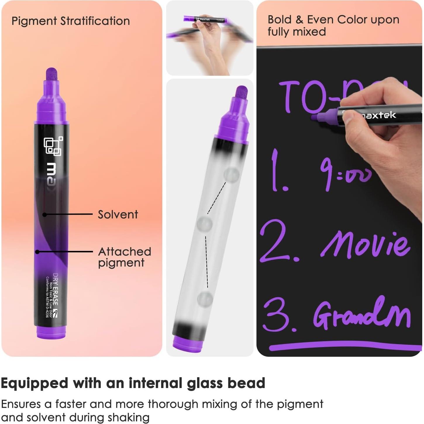 Marcadores Borrables Maxtek 6 Colores Neón Punta de Bala