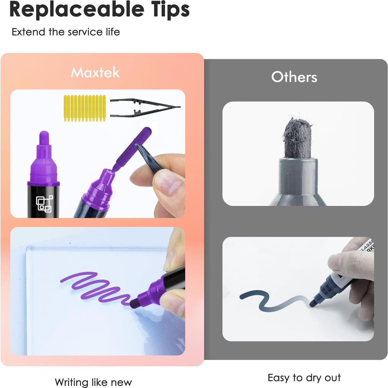 Marcadores Borrables Maxtek 6 Colores Neón Punta de Bala