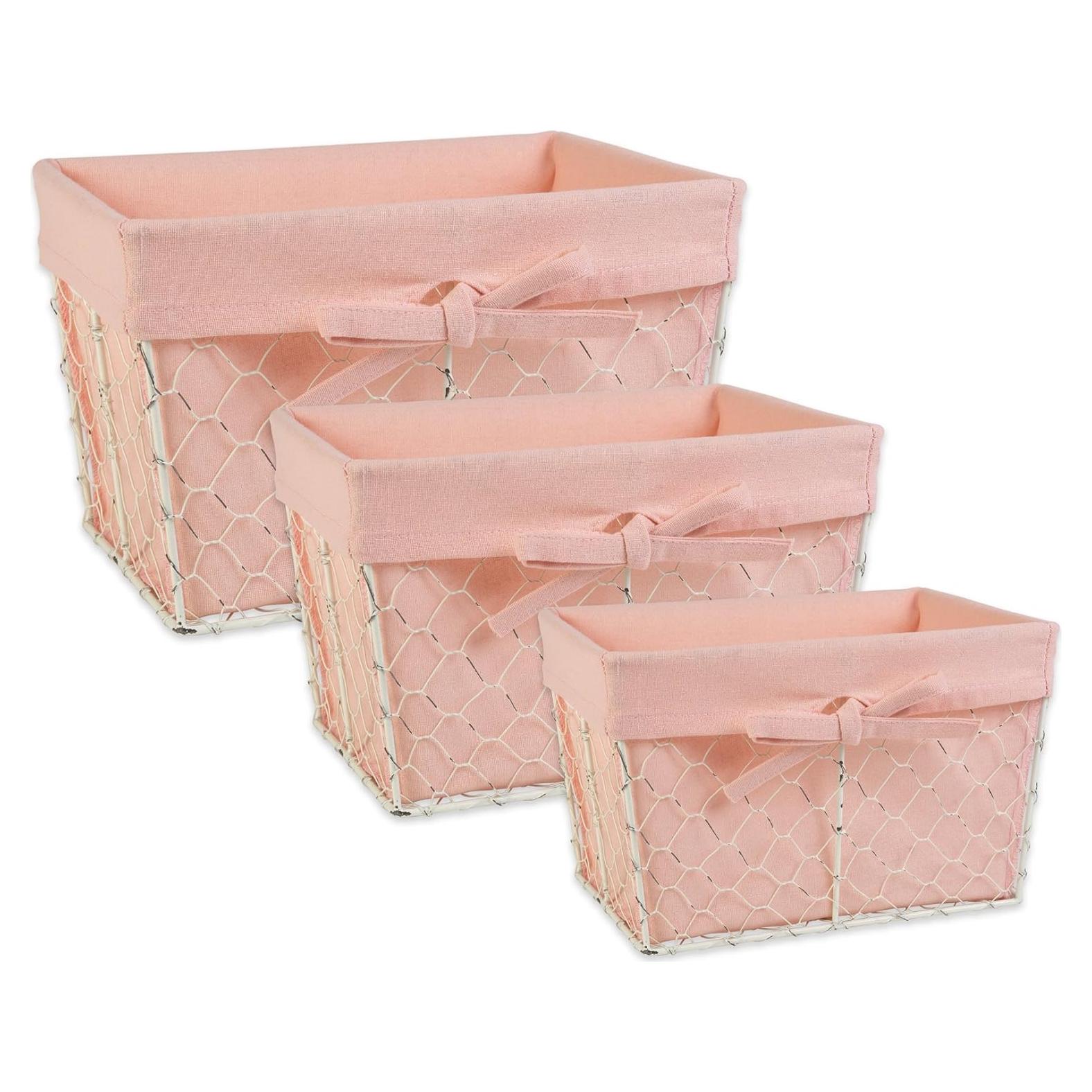 Cestas de Almacenamiento DII 3 Piezas Rosa Antiguo Algodón