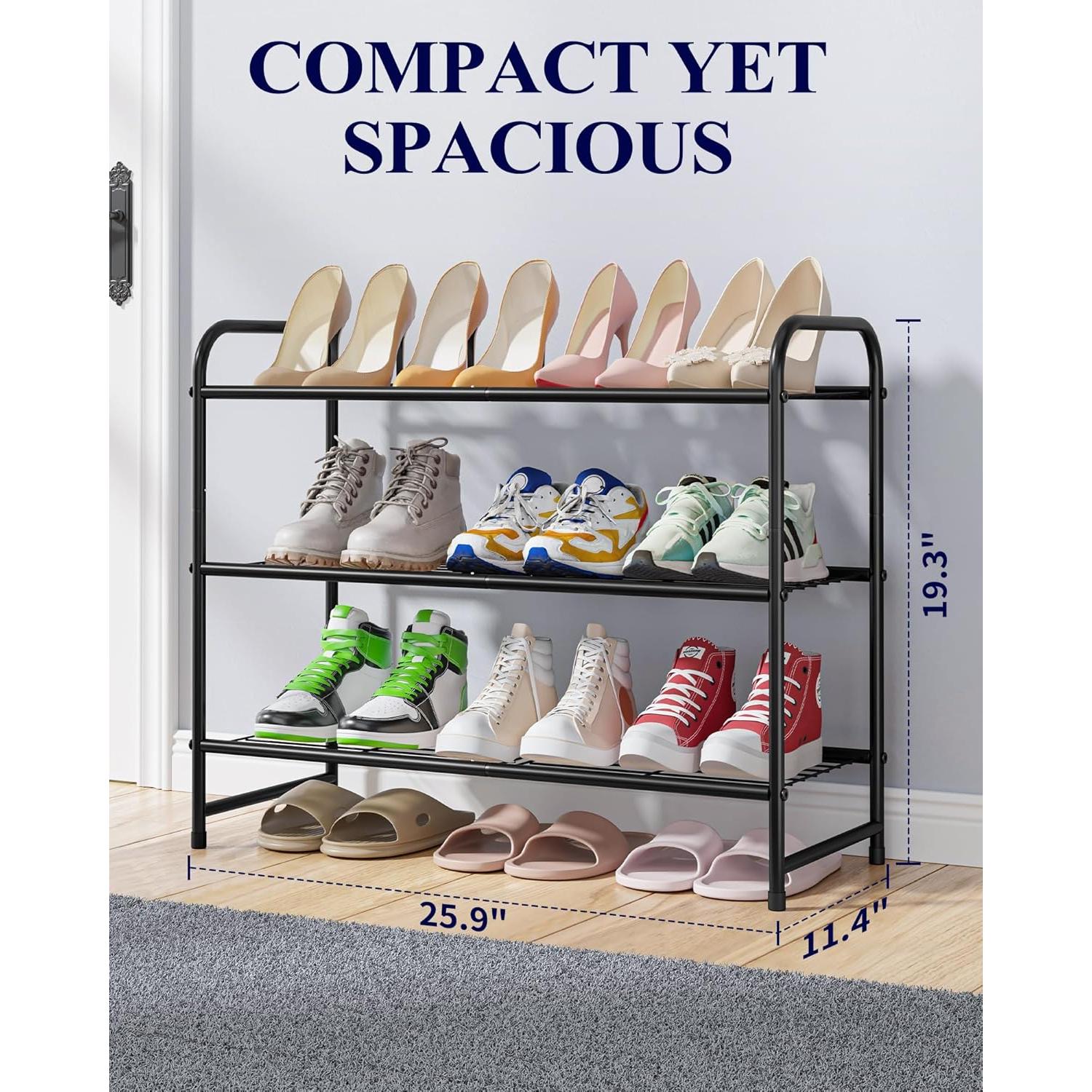 Zapatero Kitsure de Acero Inoxidable Negro - Organizador Apilable