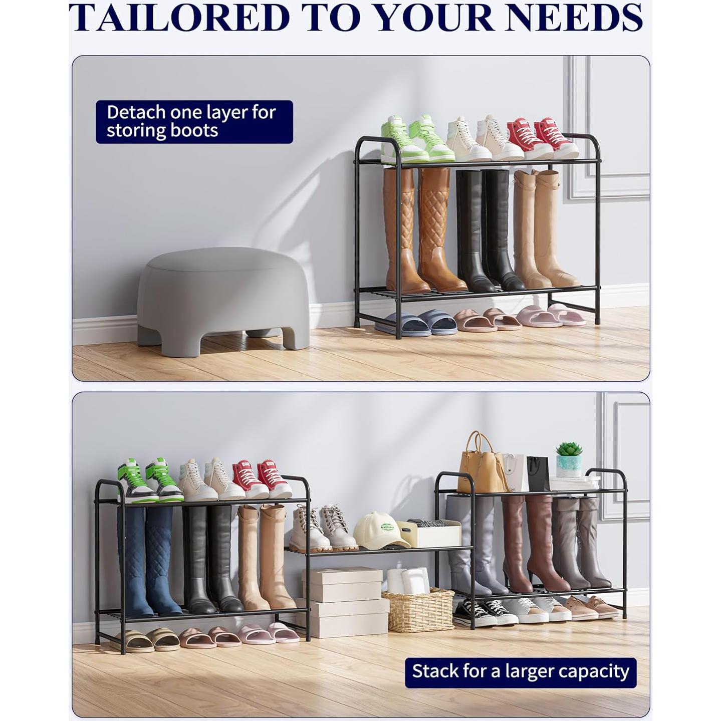 Zapatero Kitsure de Acero Inoxidable Negro - Organizador Apilable