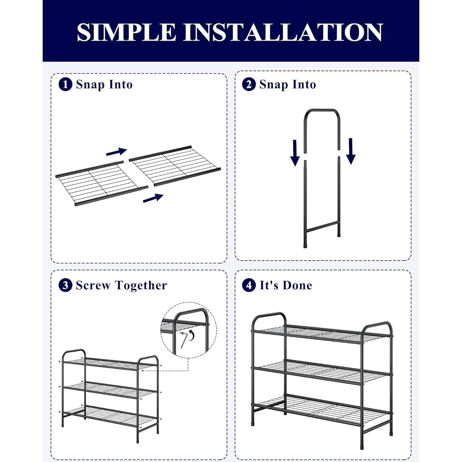 Zapatero Kitsure de Acero Inoxidable Negro - Organizador Apilable