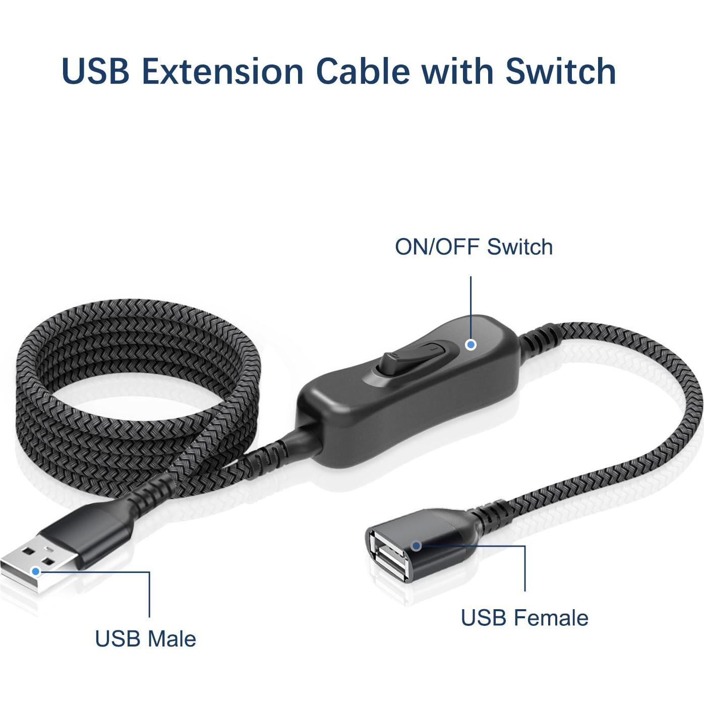 Cable de Extensión USB A RUXELY 3.05m con Interruptor On/Off