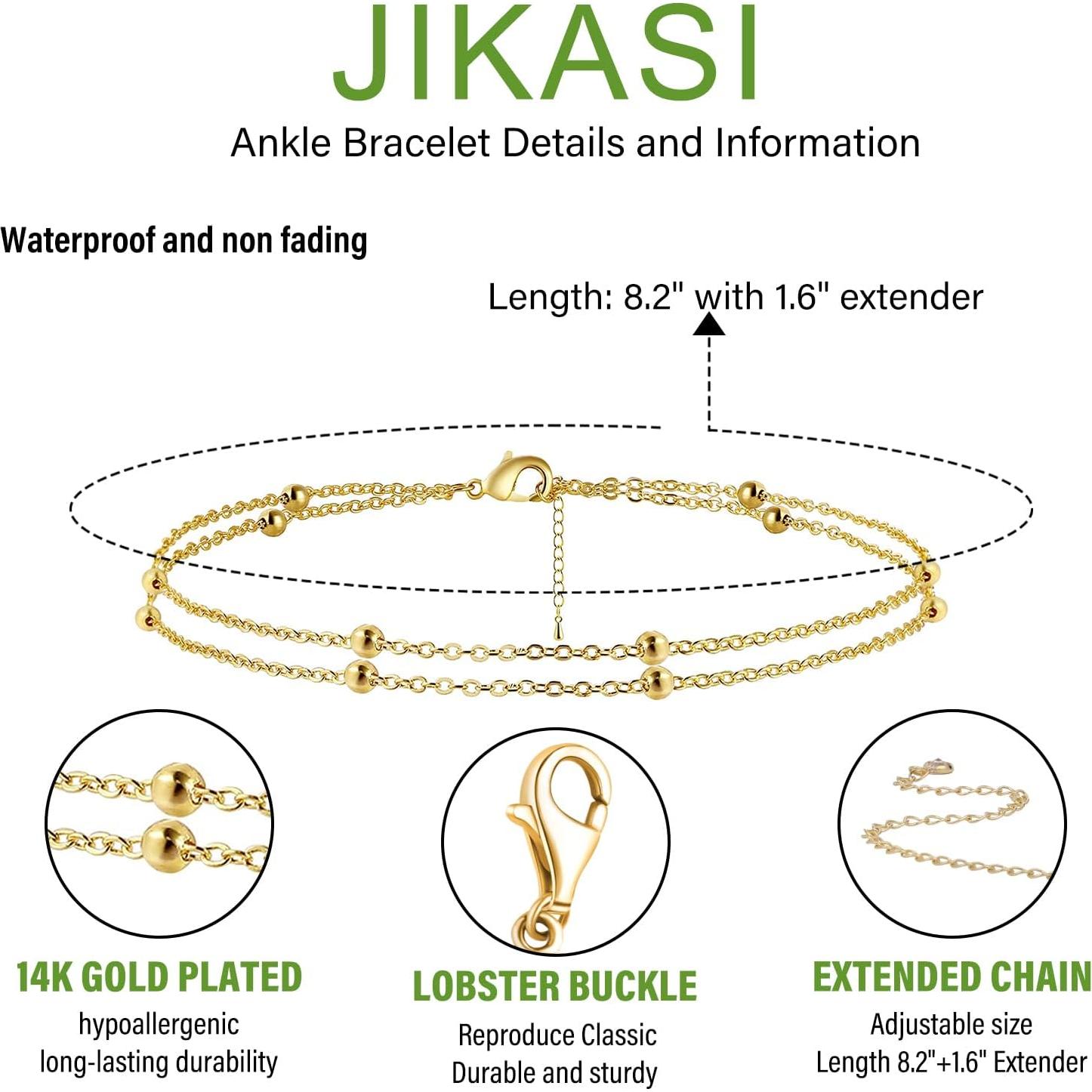 Conjunto de Pulseras de Tobillo Oro 14K con Rhinestones - Joyería Bohemia