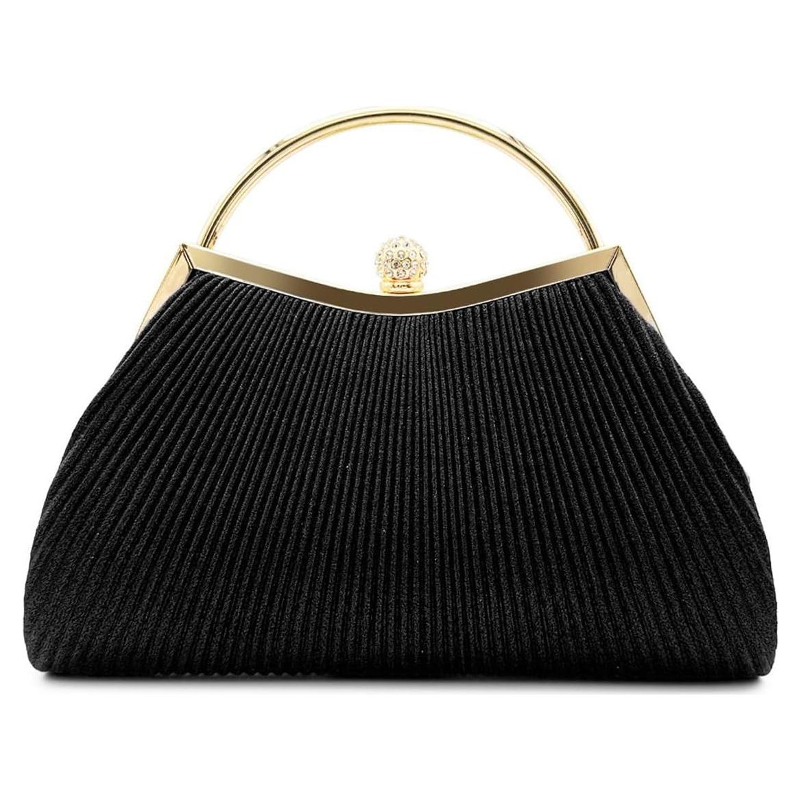 Bolso de Noche Brillante para Mujeres - Clutch Champagne con Cadena