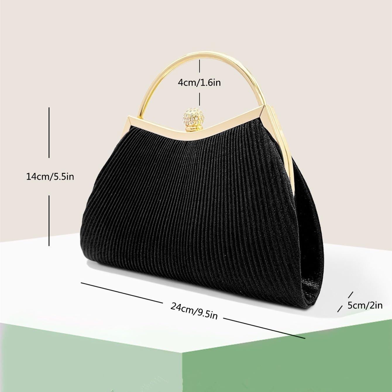 Bolso de Noche Brillante para Mujeres - Clutch Champagne con Cadena