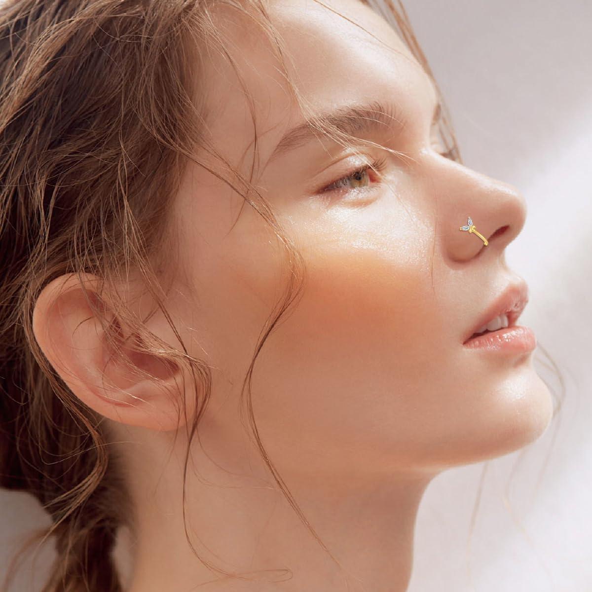 Aro de Nariz de Oro 14K Mariposa 20G Joyería Hipoalergénica