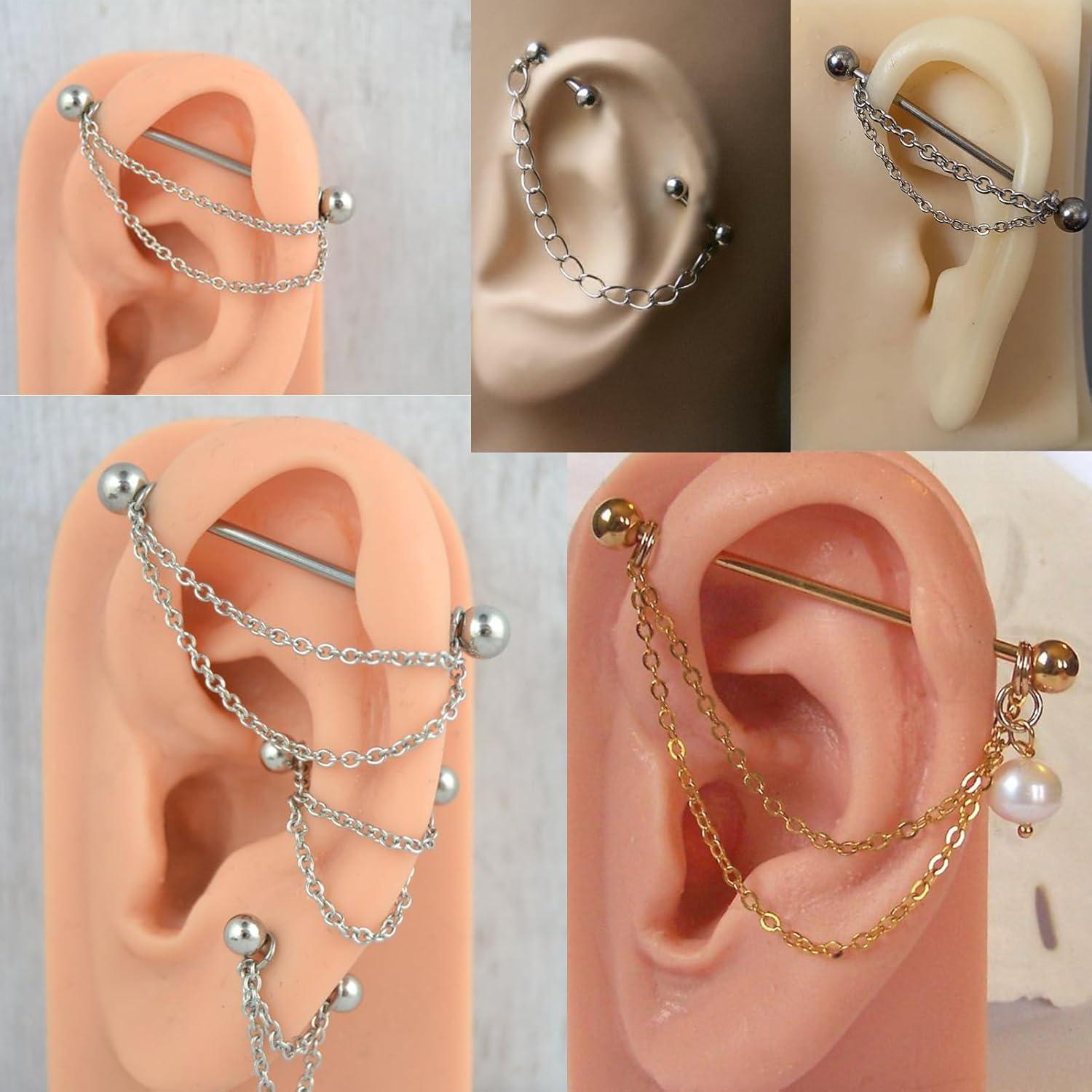 Conjunto de Pendientes de Cartílago Industrial 16G Acero 24-60mm