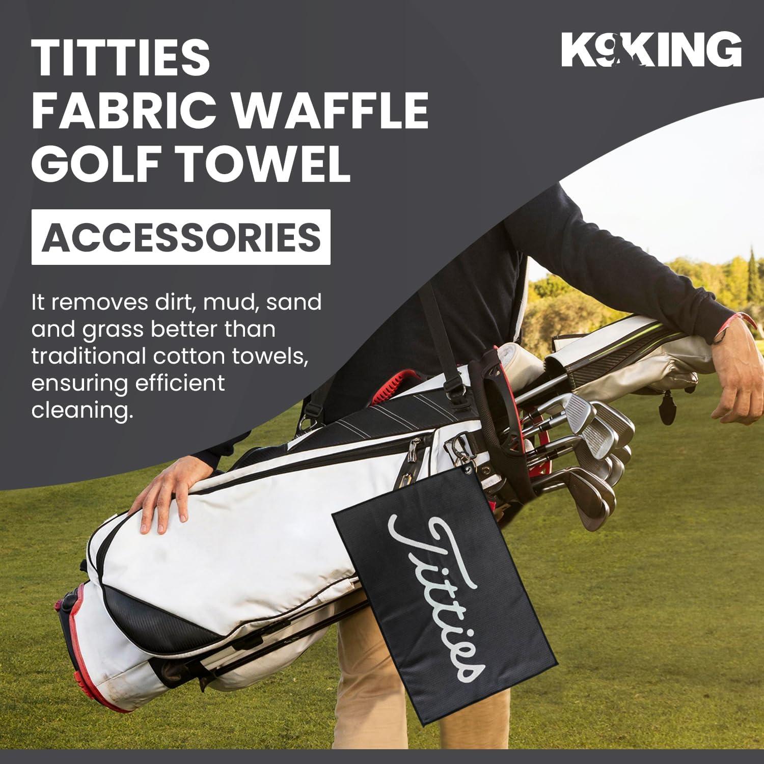 K9King Funny Golf Microfiber Towel - Premium Towel for Golf Bags with Clip Holder - Ideal Golf Accessories for Men and Women - Golf Club Bag Accessories for a Fun Golfing Experience (Black/White)