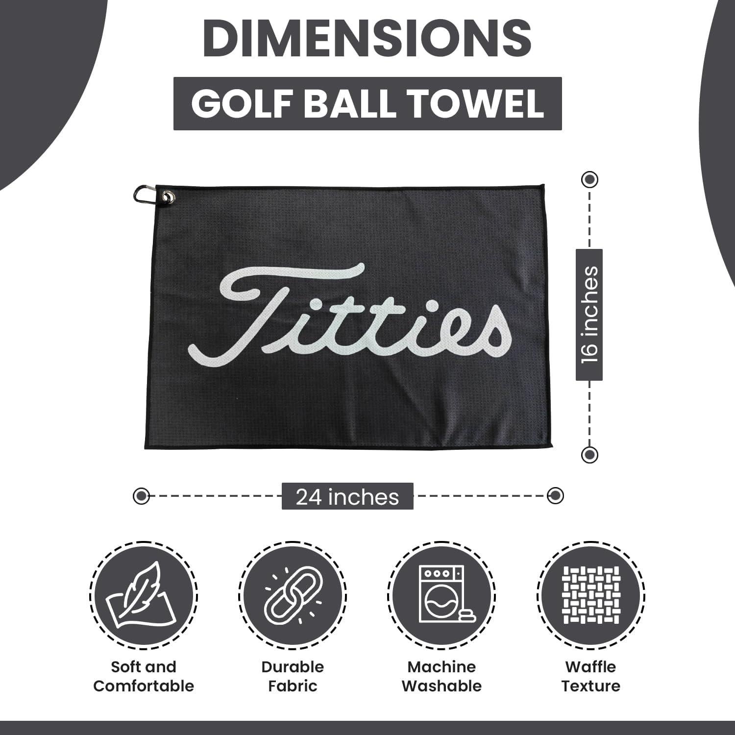 K9King Funny Golf Microfiber Towel - Premium Towel for Golf Bags with Clip Holder - Ideal Golf Accessories for Men and Women - Golf Club Bag Accessories for a Fun Golfing Experience (Black/White)